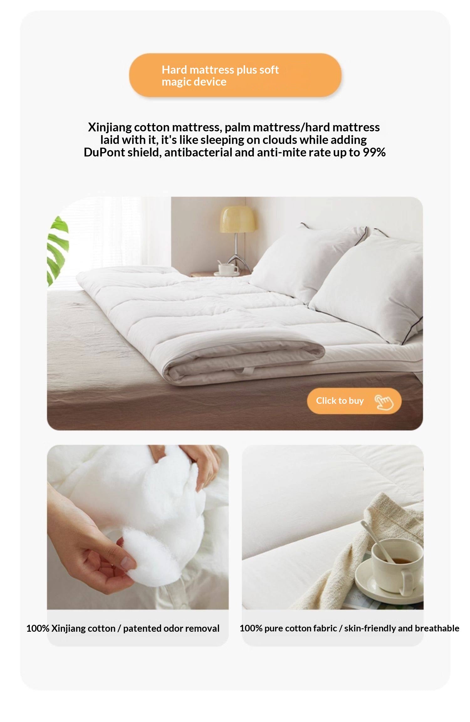 Eco-Friendly Coconut Palm and Bamboo Charcoal Latex Mattress — Zero-Glue, Antibacterial, Breathable, Thin Design