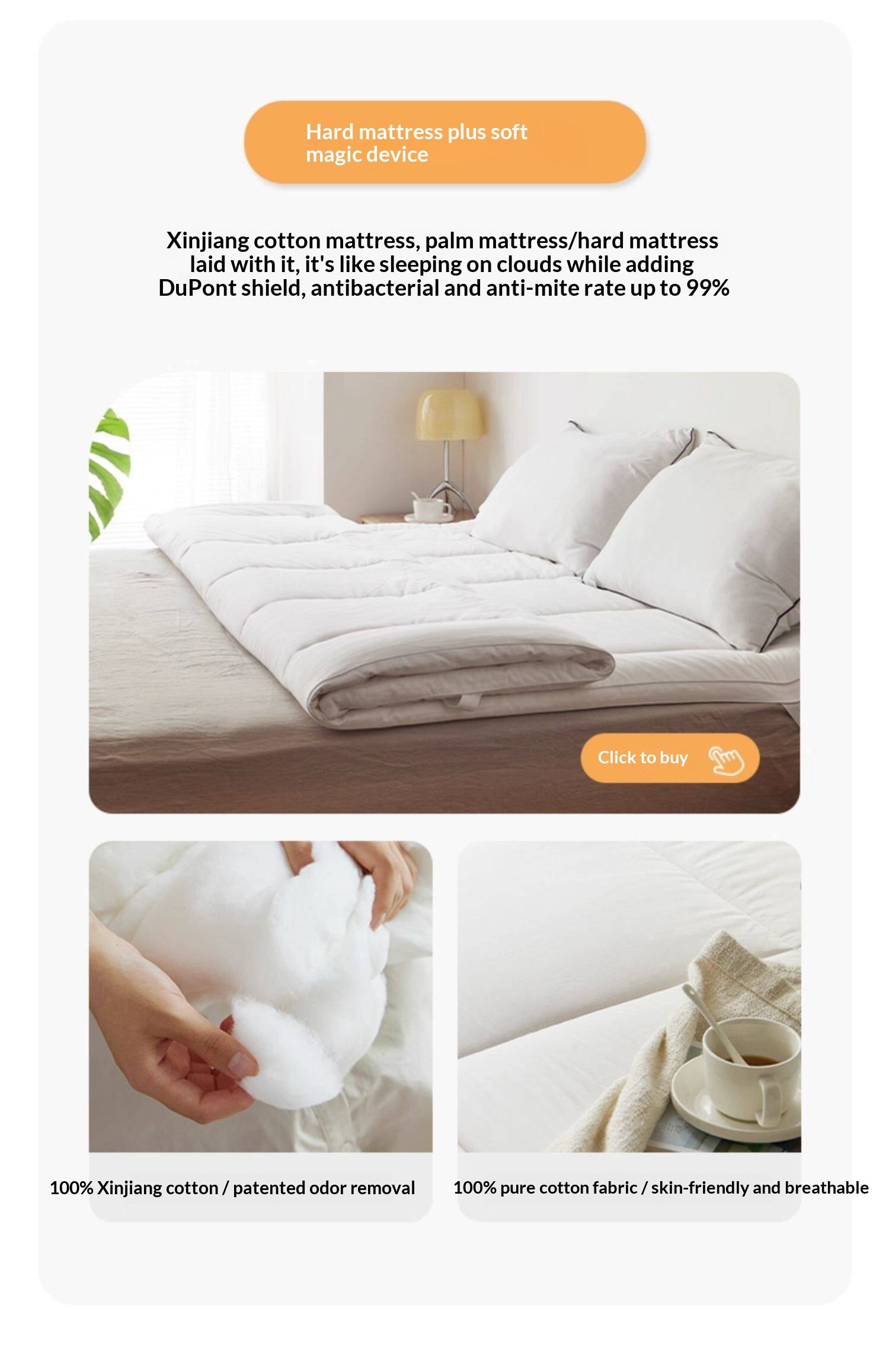 Children's Glue-Free Natural Jute Mattress — Back Support and Hard for Teenagers