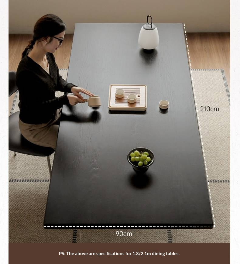 Ash Solid Wood Suspended wabi-sabi style black Dining Table