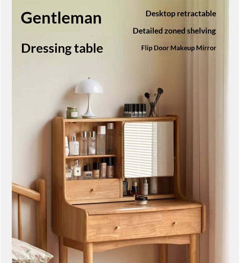 Solid RubberWood Extendable Modern Vanity Table