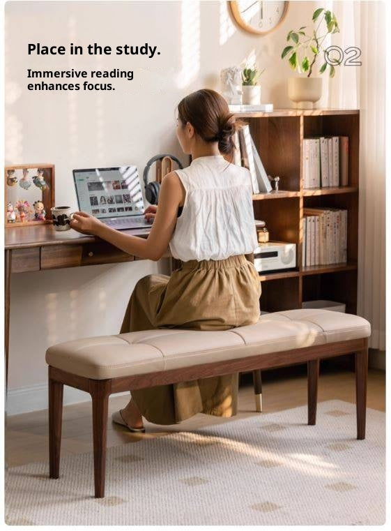 Black Walnut Solid Wood Long Bar Soft Bench