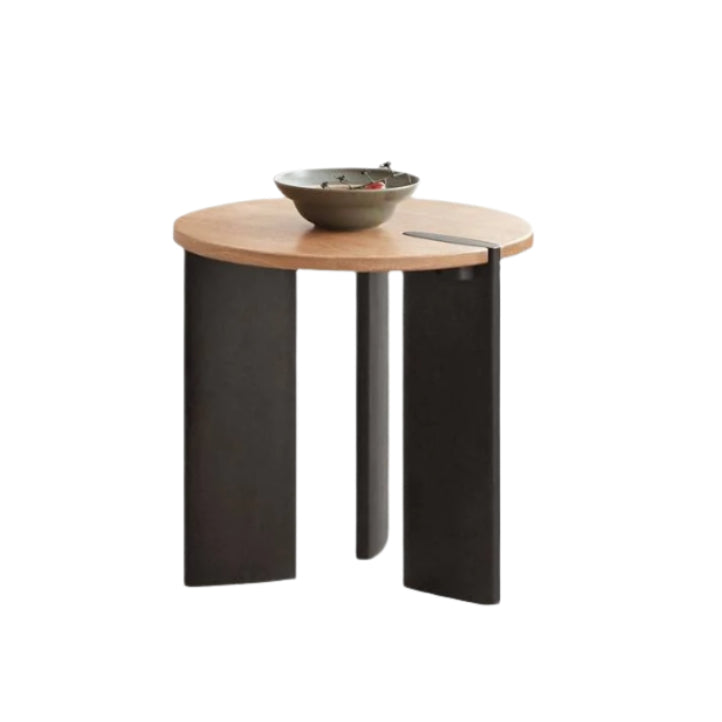 Poplar Solid Wood Wabi-Sabi Style Creative Round Coffee Table