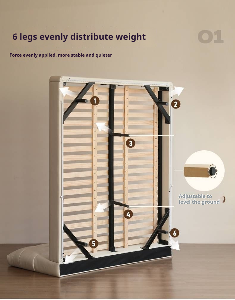 Genuine Leather Top Layer Cowhide Soft Suspension Bed with Lighting