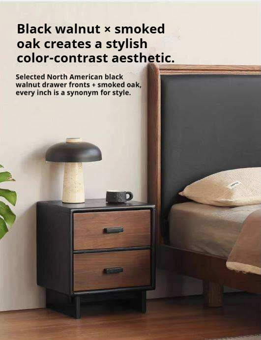 Black Walnut Solid Wood Nightstand.