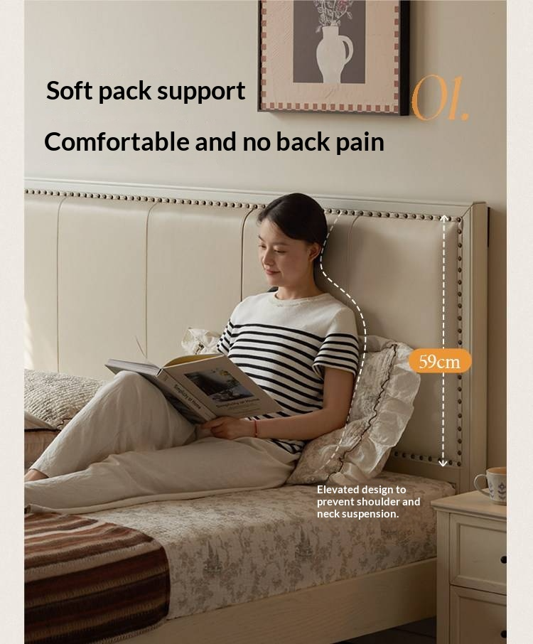 Oak Solid Wood Technology Fabric Soft Bed