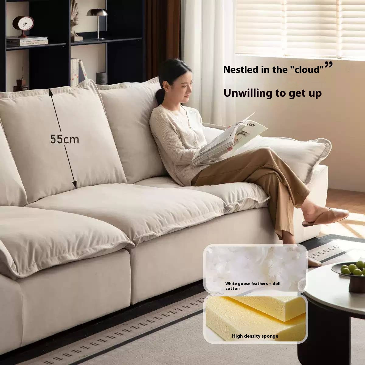 Cream Style Fabric Sofa with Pet-Friendly Scratch-Resistant Fabric, Fully Removable and Washable Design