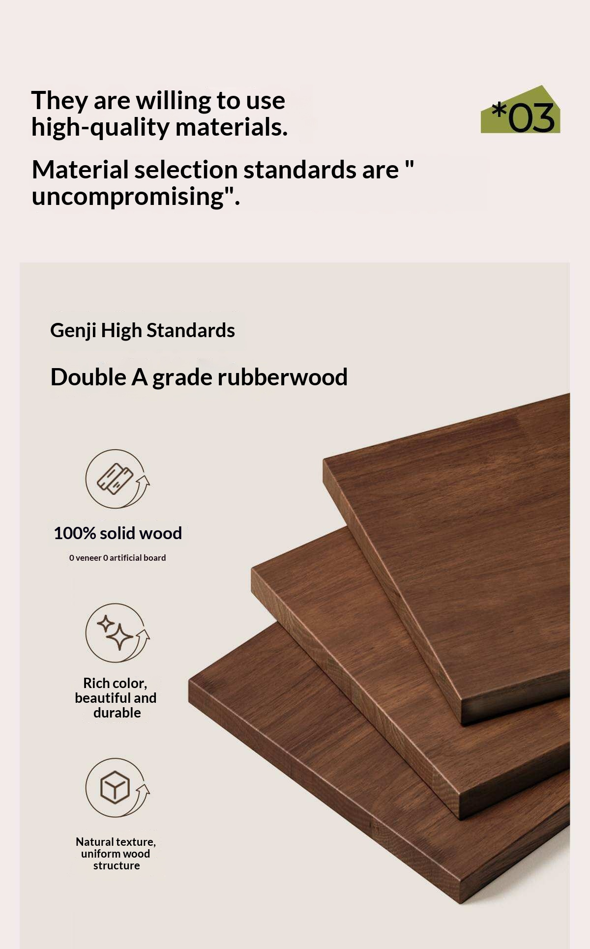 Rubberwood Solid Wood Modern Low Platform Bed Without Headboard