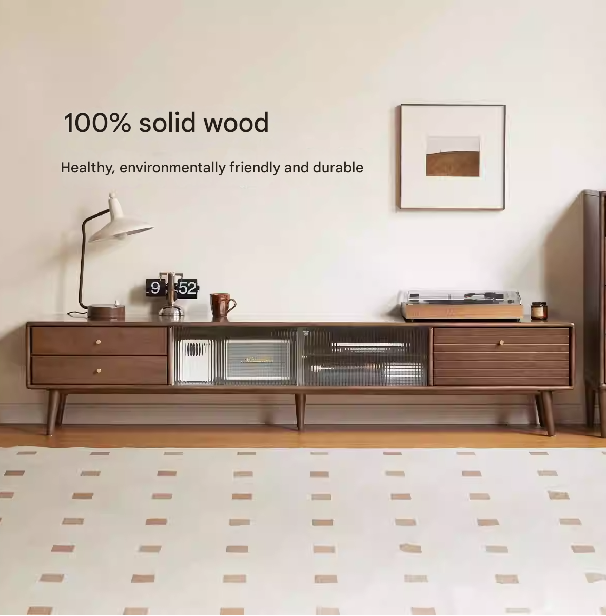 Rubber Solid Wood Light Luxury TV Cabinet