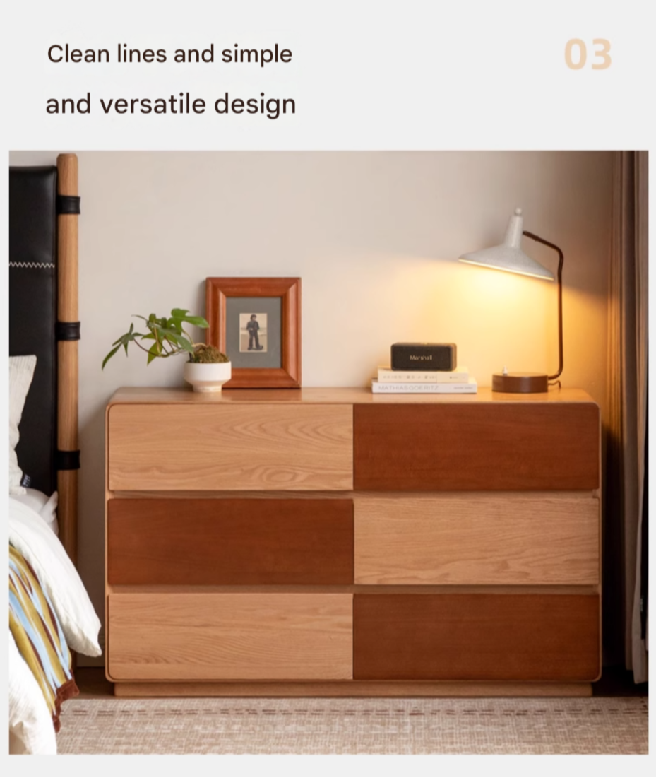 Oak Solid Wood Modern Drawer Cabinet