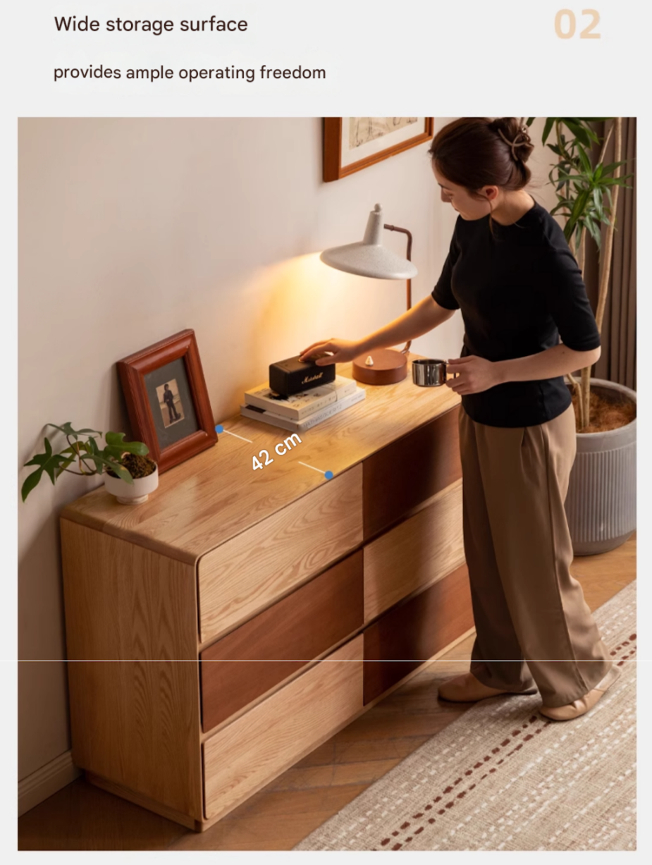 Oak Solid Wood Modern Drawer Cabinet