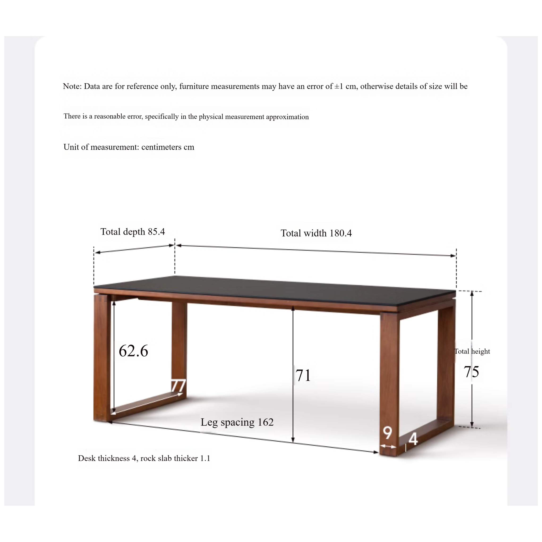 Poplar Solid Wood Medieval Style Rock Plate Dining Table