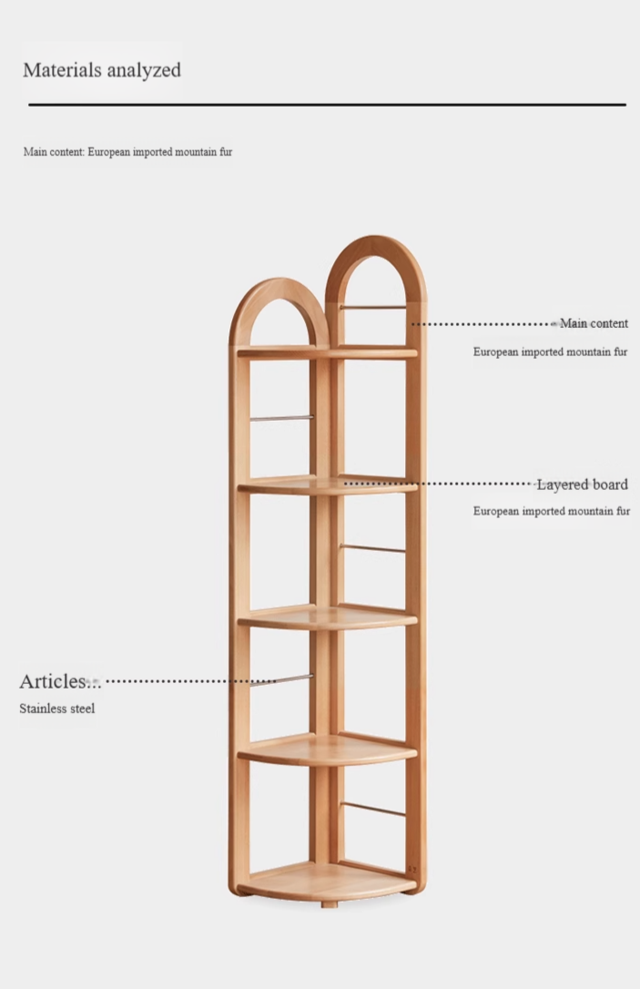 European Beech Solid Wood Corner Bookshelf