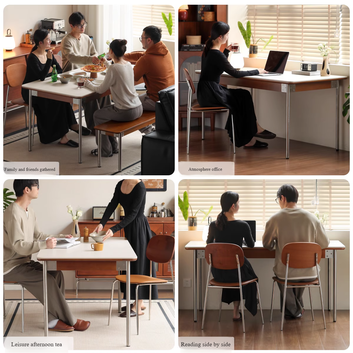 Poplar Solid Wood Bauhaus Dining Table