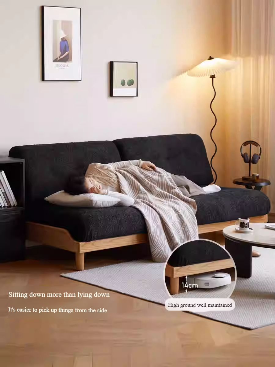 Oak Solid Wood  fabric detachable washable sofa