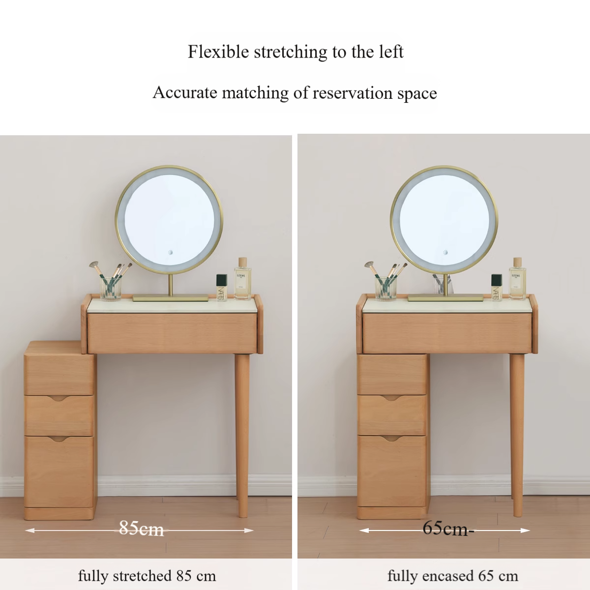 Beech Solid Wood Nordic Light Luxury Dressing Table