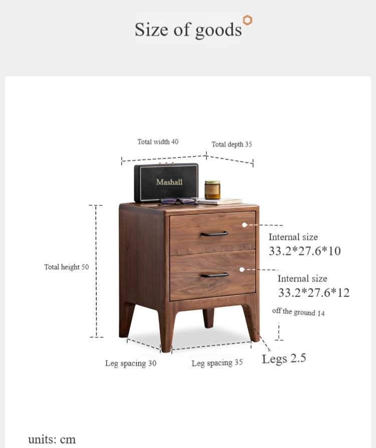 Black Walnut Solid Wood Modern Nightstand