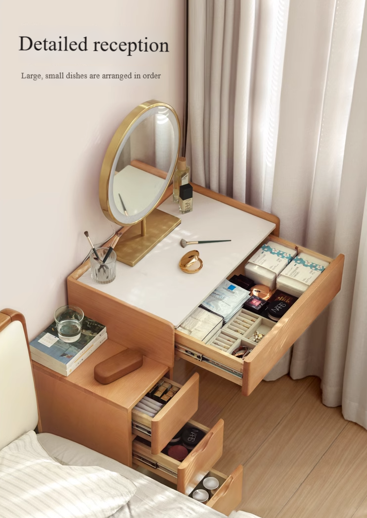 Beech Solid Wood Nordic Light Luxury Dressing Table