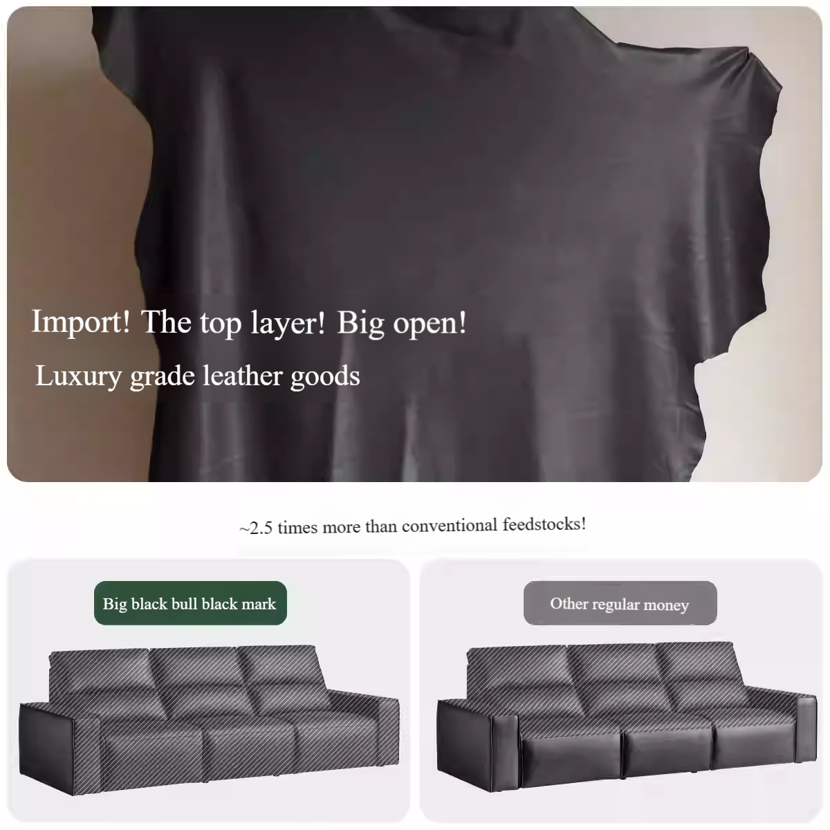 Cowhide Straight Leather Electric Sofa- 4 color