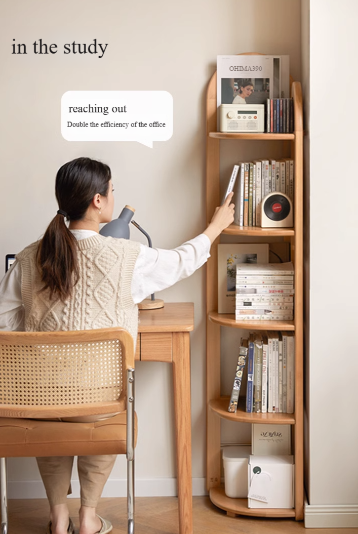 European Beech Solid Wood Corner Bookshelf