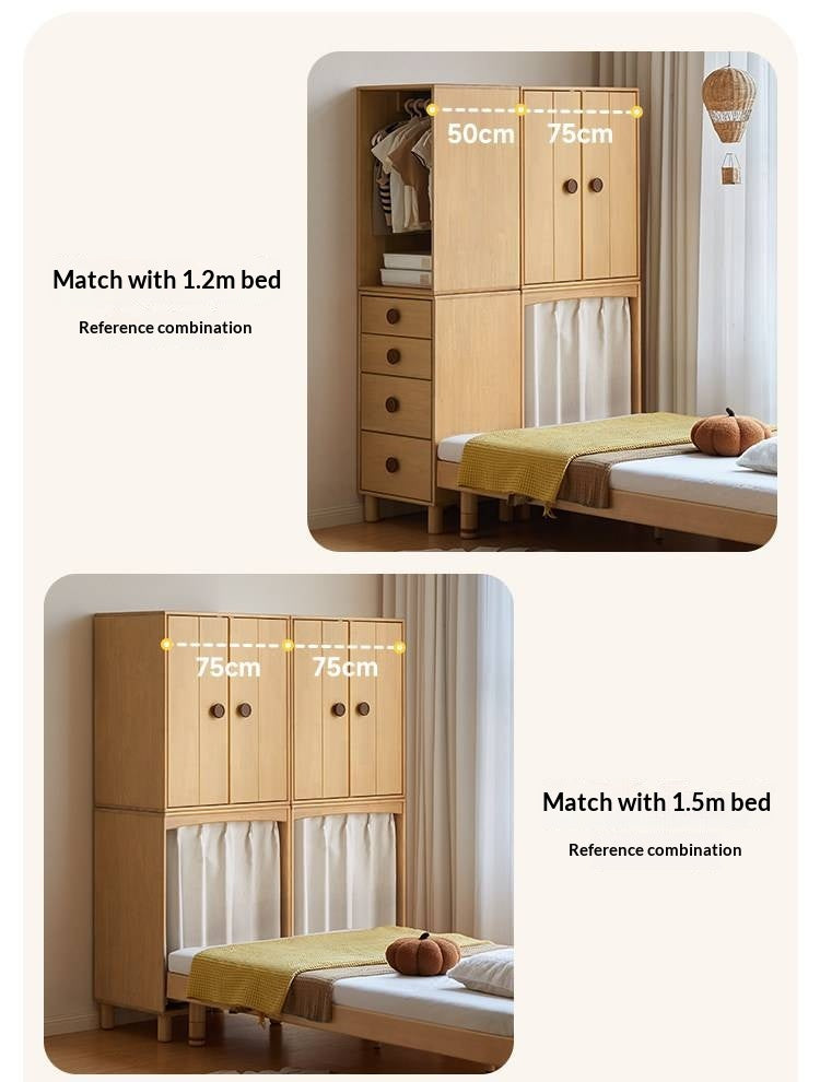 Solid Rubberwood Children's Wardrobe
