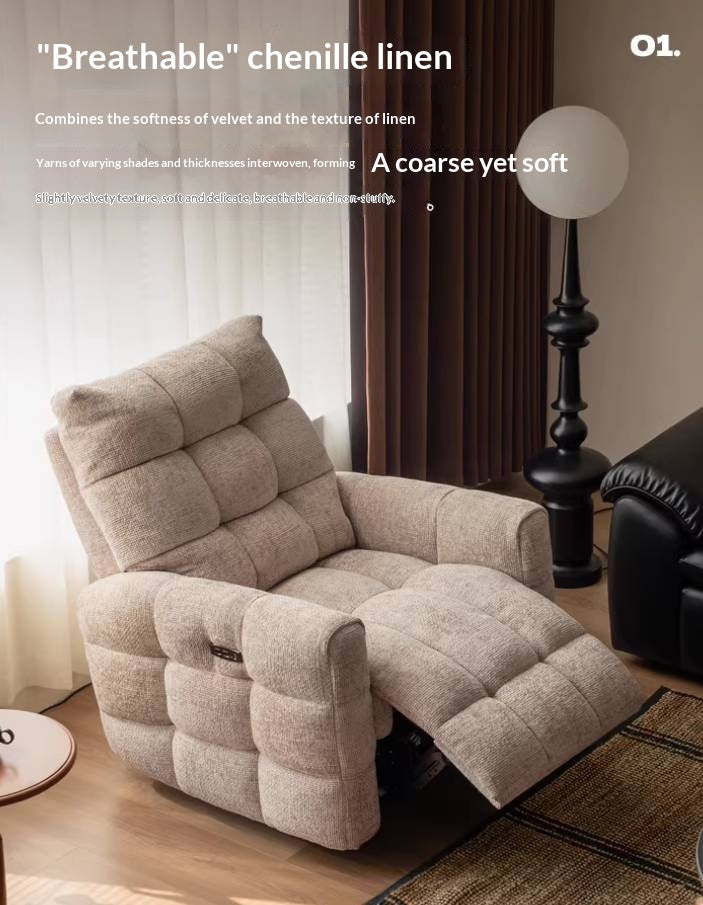 French Modern Recliner Accent Chair in Fabric