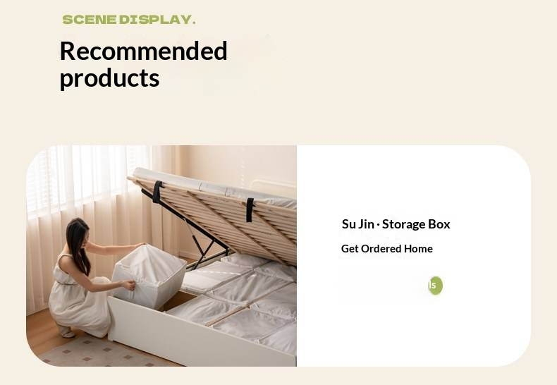 Rubberwood Solid Wood Bed — Modern Minimalist White Box Design