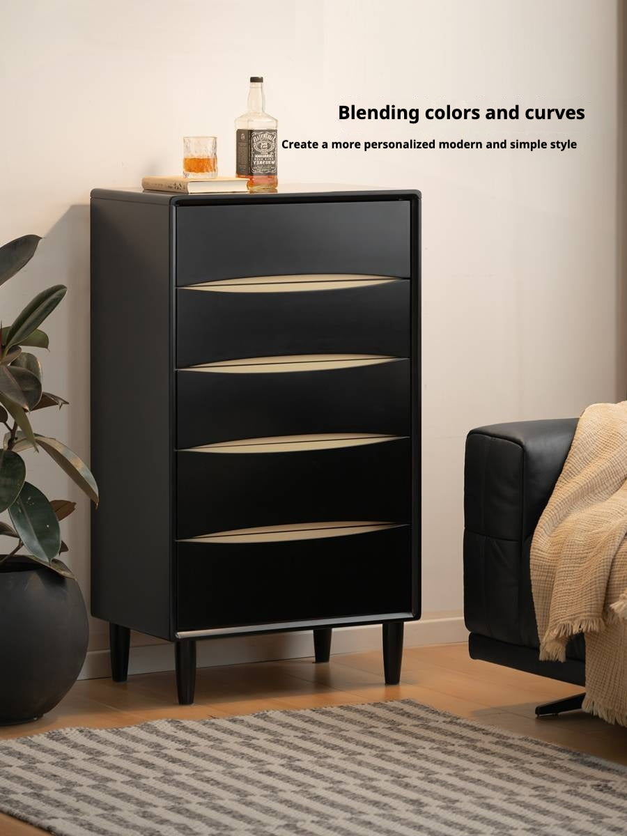 Rubber Solid Wood Modern Drawer Cabinet.