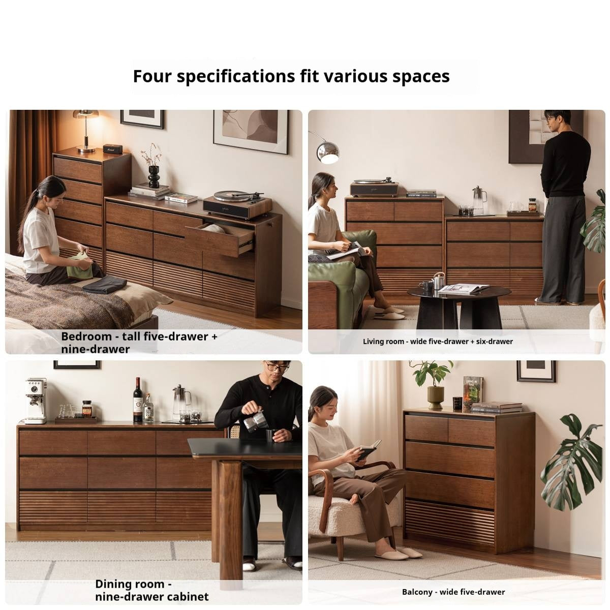 Solid Longan Hardwood Chest of Drawers