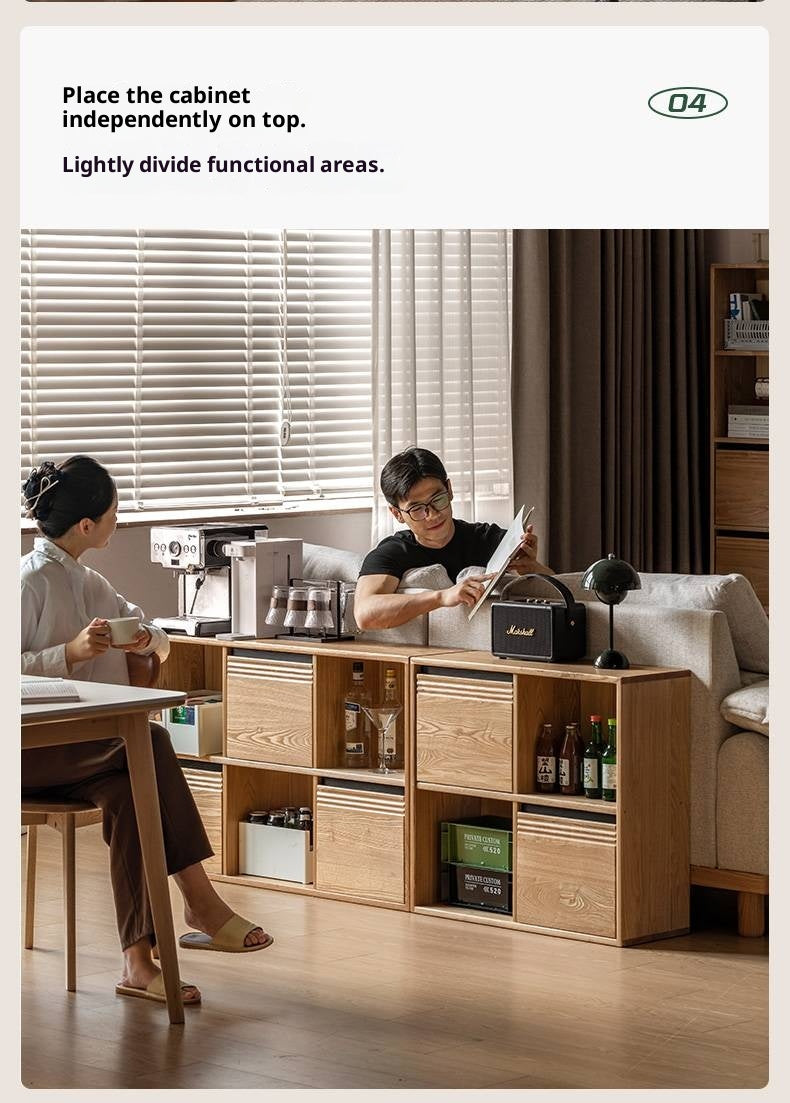 Ash Solid Wood Modern Grid Bookcase