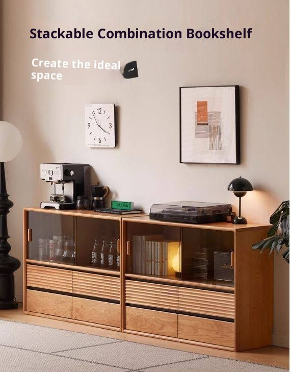 Cherry Solid Wood Floor Standing Bookcase