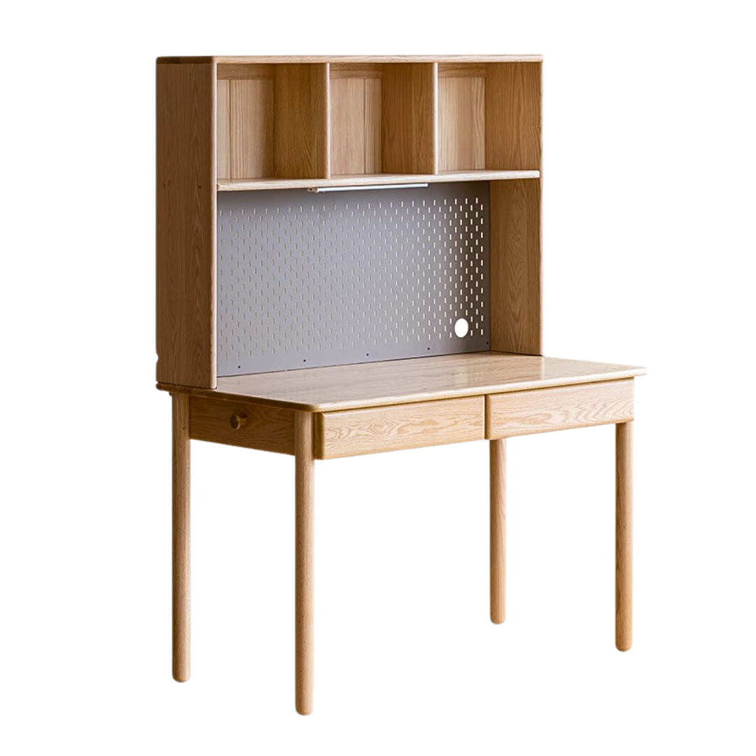 Oak solid wood children's study desk bookshelf integrated