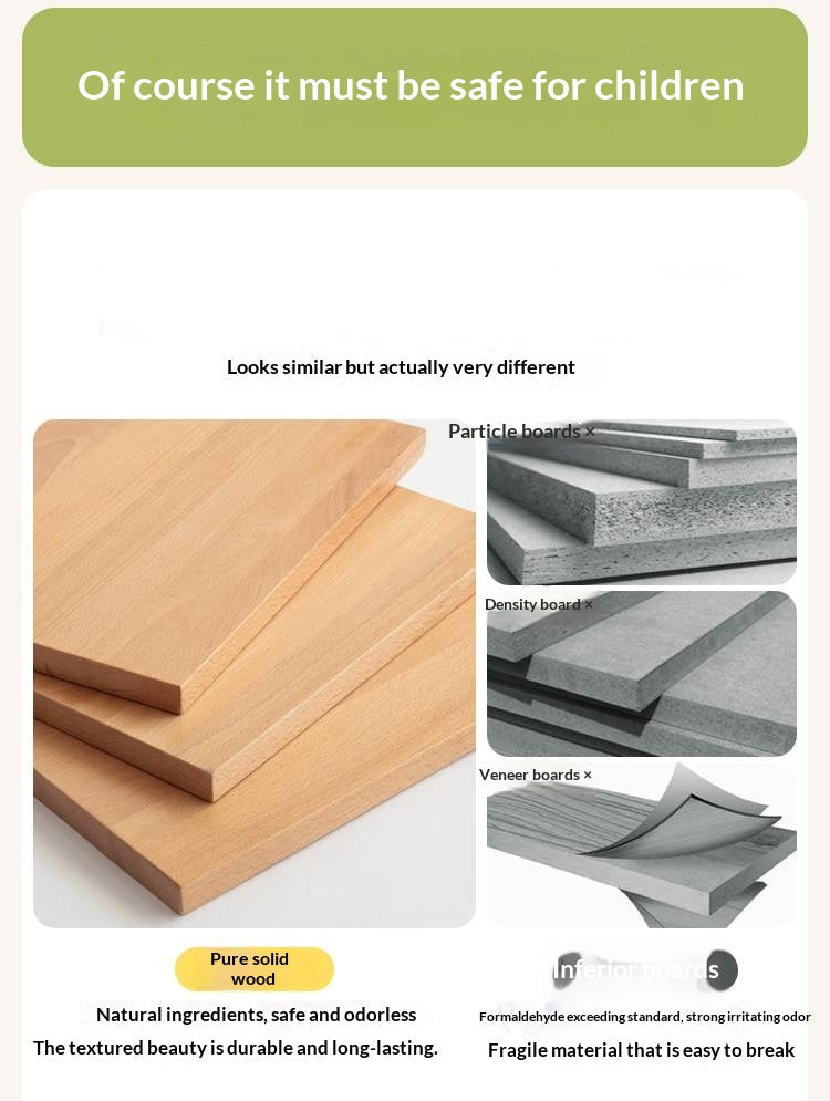 Solid Rubberwood Nordic Style Kids Chair with Adjustable Armrest