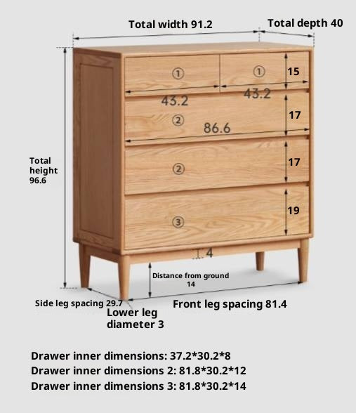 Oak Solid Wood Five-Drawer Chest