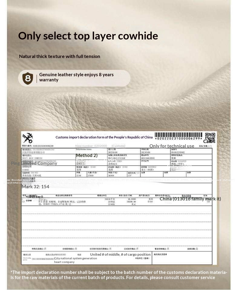 Genuine Leather Bed Cream Style First Layer of Yellow Cowhide Bed
