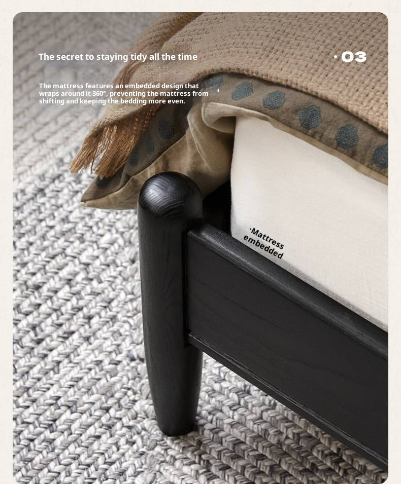 Ash Solid Wood Bed Vintage Style