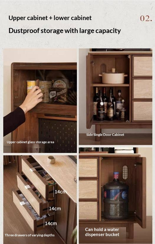 Black Walnut Solid Wood Ancient Style Buffet Cabinet