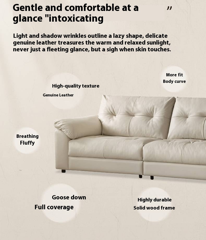 Genuine Top Grain Leather Sofa French Style “Cloud” Sofa