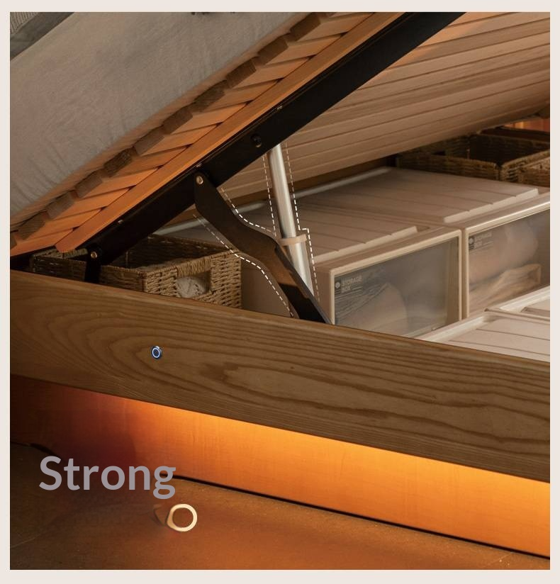 Ash Solid Wood Electric Storage Box Bed — Modern Minimalist Design