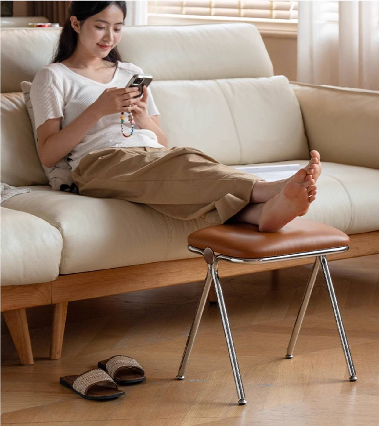 Leather Soft Padded Makeup Stool