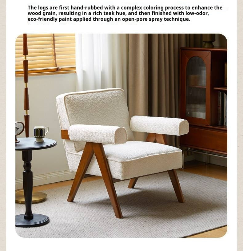 Beech, Oak Solid Wood Mid-Century Modern Lounge Chair