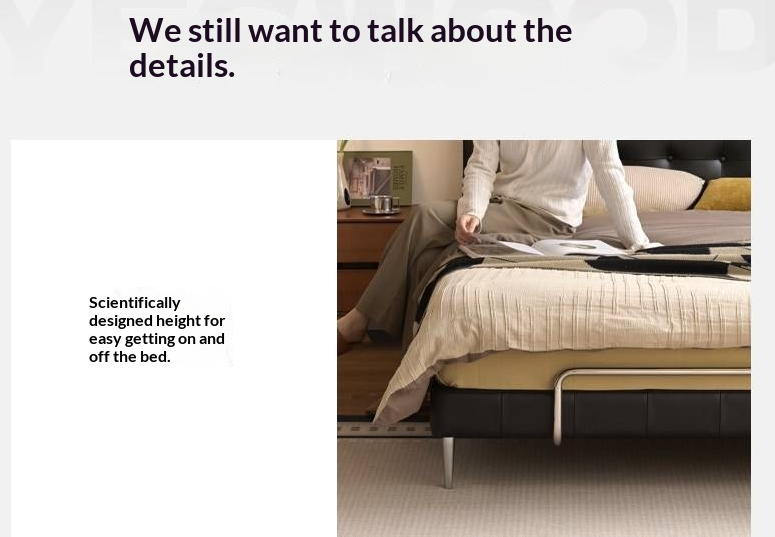 Genuine Leather Bed — Italian Light Luxury, Bauhaus Edge Design, Black Finish