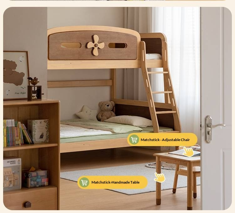 Rubberwood Solid Wood Children's Bunk Bed