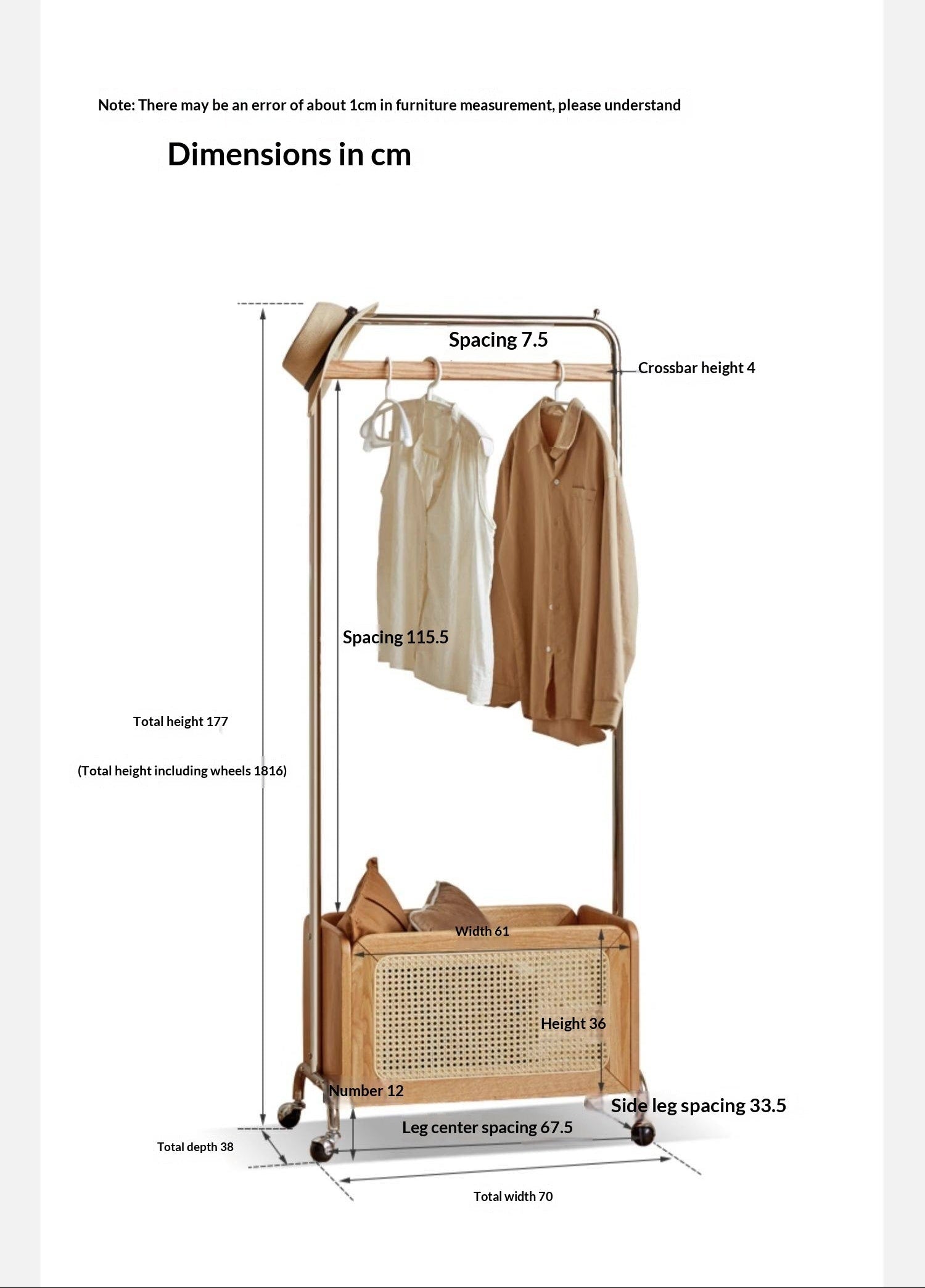 Rubberwood, Oak Solid Wood Rattan Woven Hanger