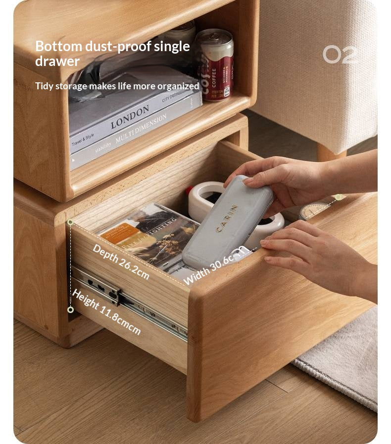 Beech Solid Wood Floor Rotating Side Table