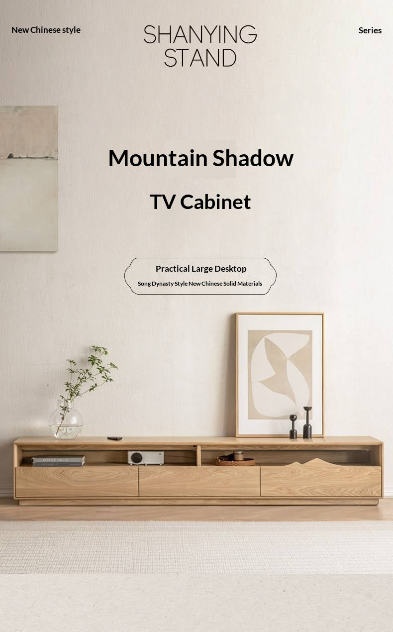 Ash Solid Wood Floor TV Storage Cabinet.