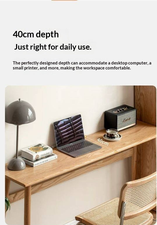 Oak, Cherry Solid Wood Narrow Office Desk