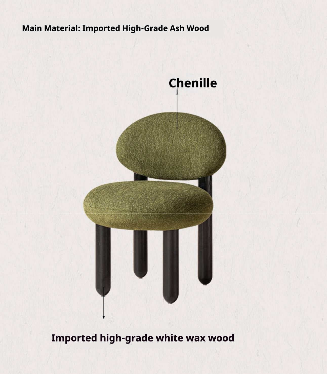 Ash Solid Wood Pebble Chenille Accent Chair with Cylindrical Legs