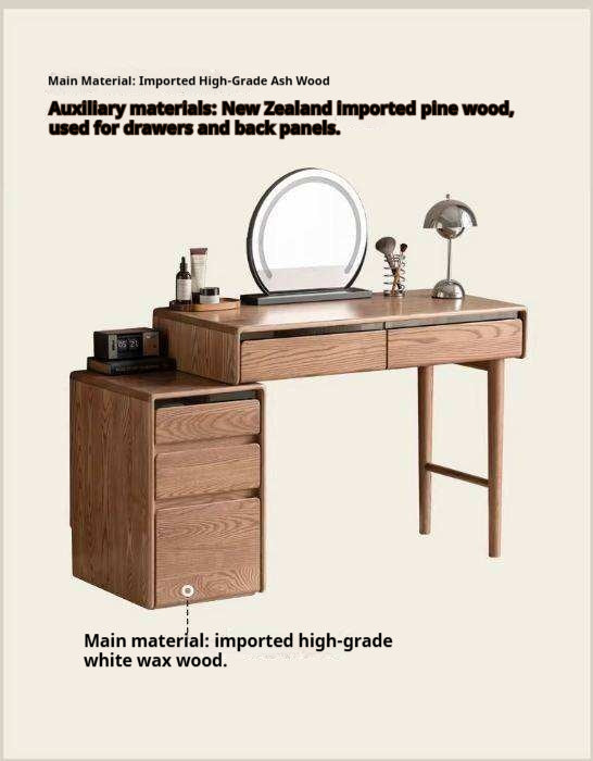 Ash Solid Wood Modern Vanity Table with Extendable Feature