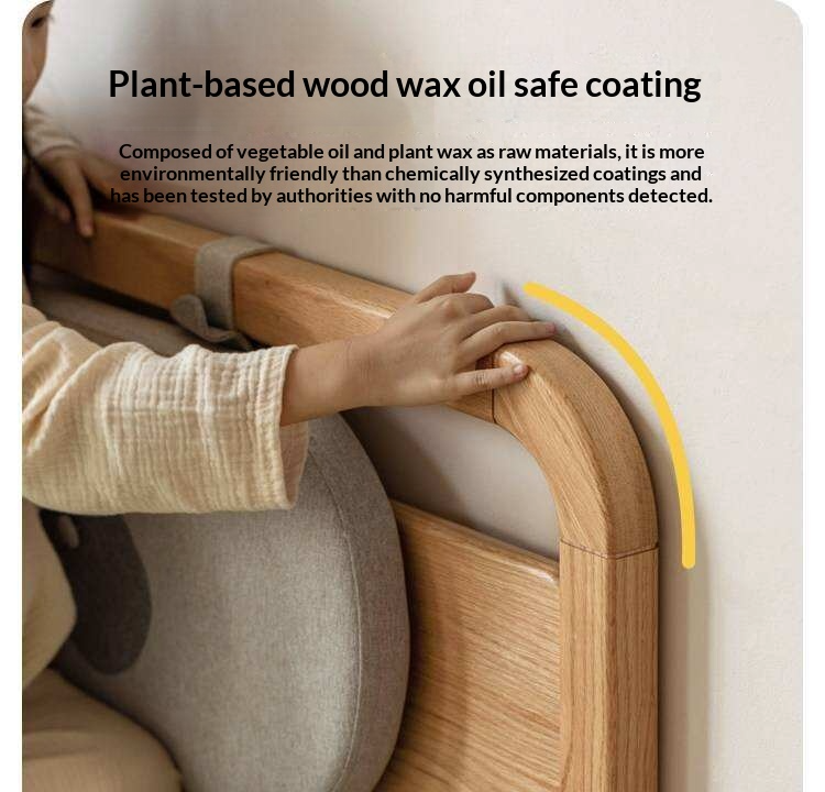 Oak, Rubberwood Solid Wood Storage Bed with Adjustable Height and Gas Lift