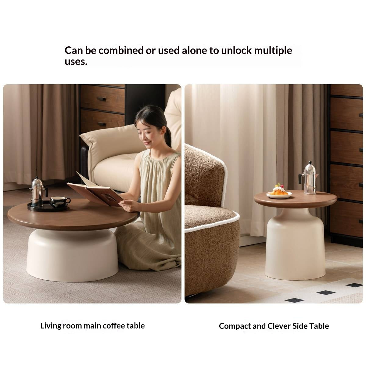 Solid Rubberwood Round Coffee Table